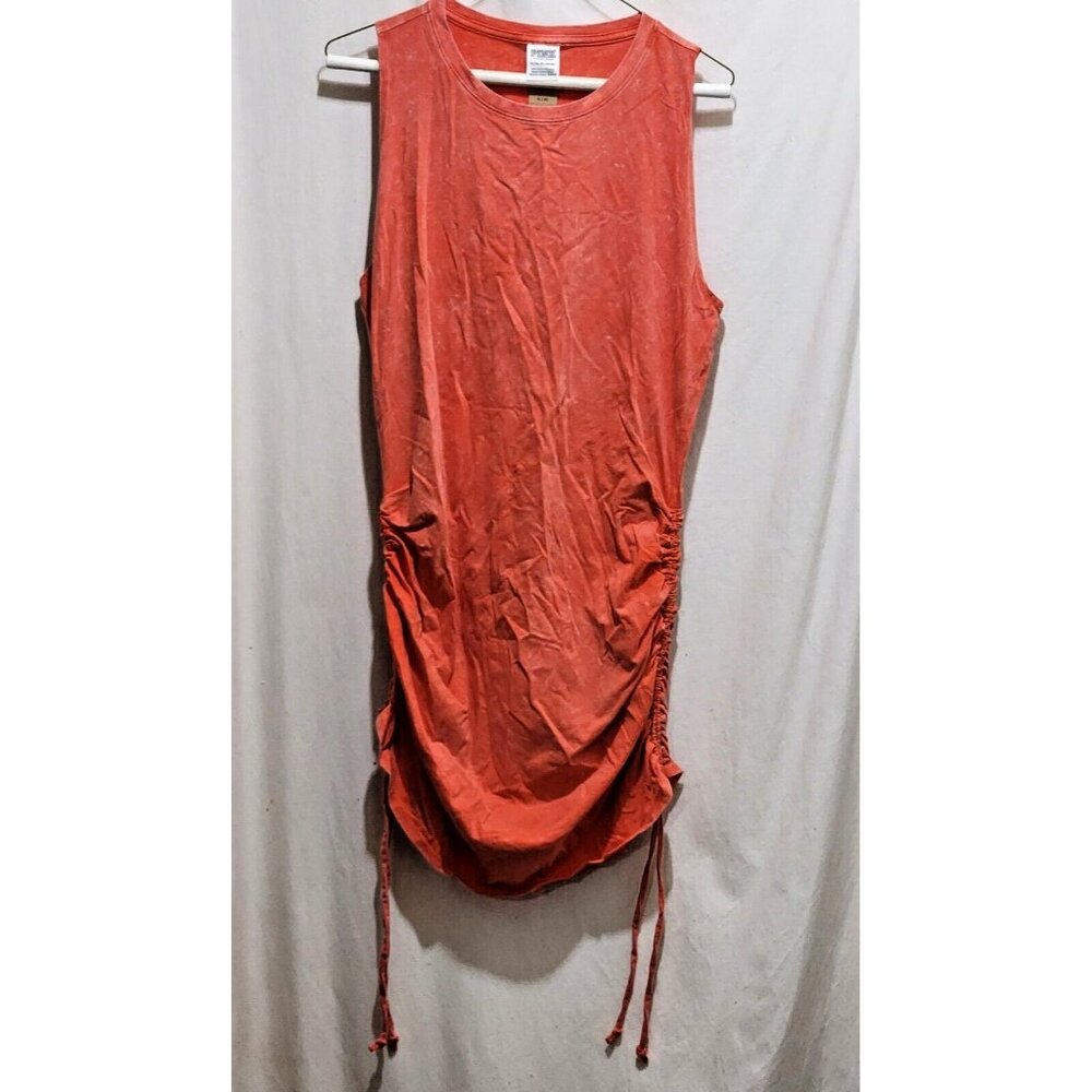 PINK Victoria's Secret Orange Speckled Ruched Side Tank Dress XL New